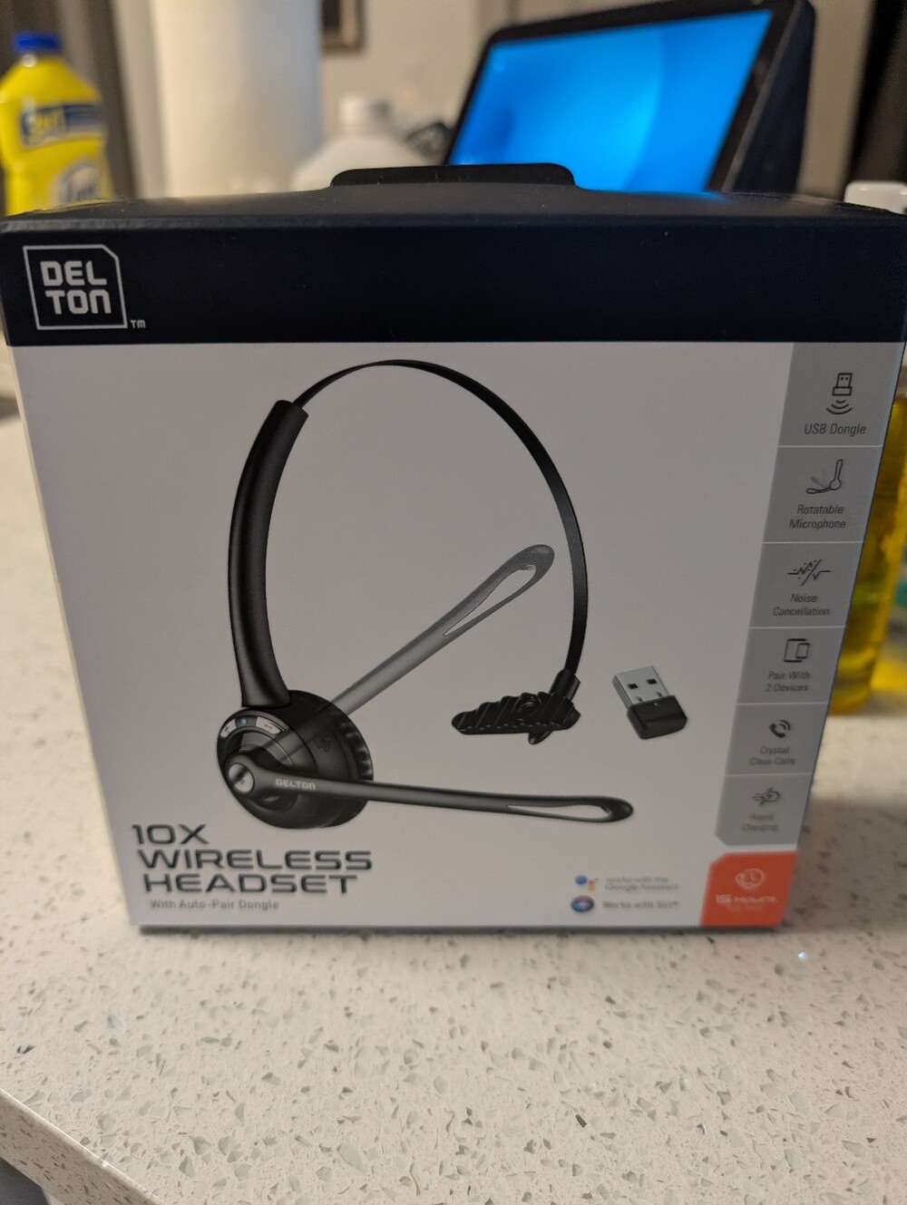 Delton 10X Wireless Headset - Black Mono Headset with USB Dongle